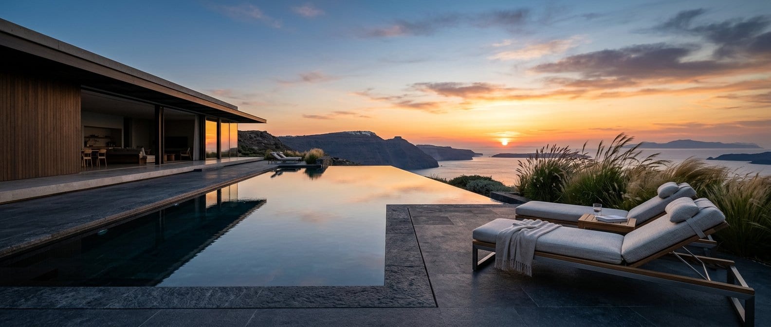 Waterfront Residence — Evening terrace illustrative imagery